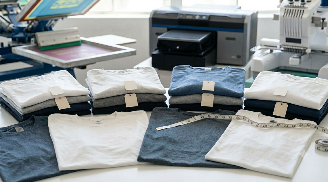 T-shirt GSM guide showing fabric weight for screen printing DTG and embroidery